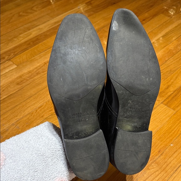 Versace Collection Shiny Black Leather Derbys Size 11 - Picture 5 of 9